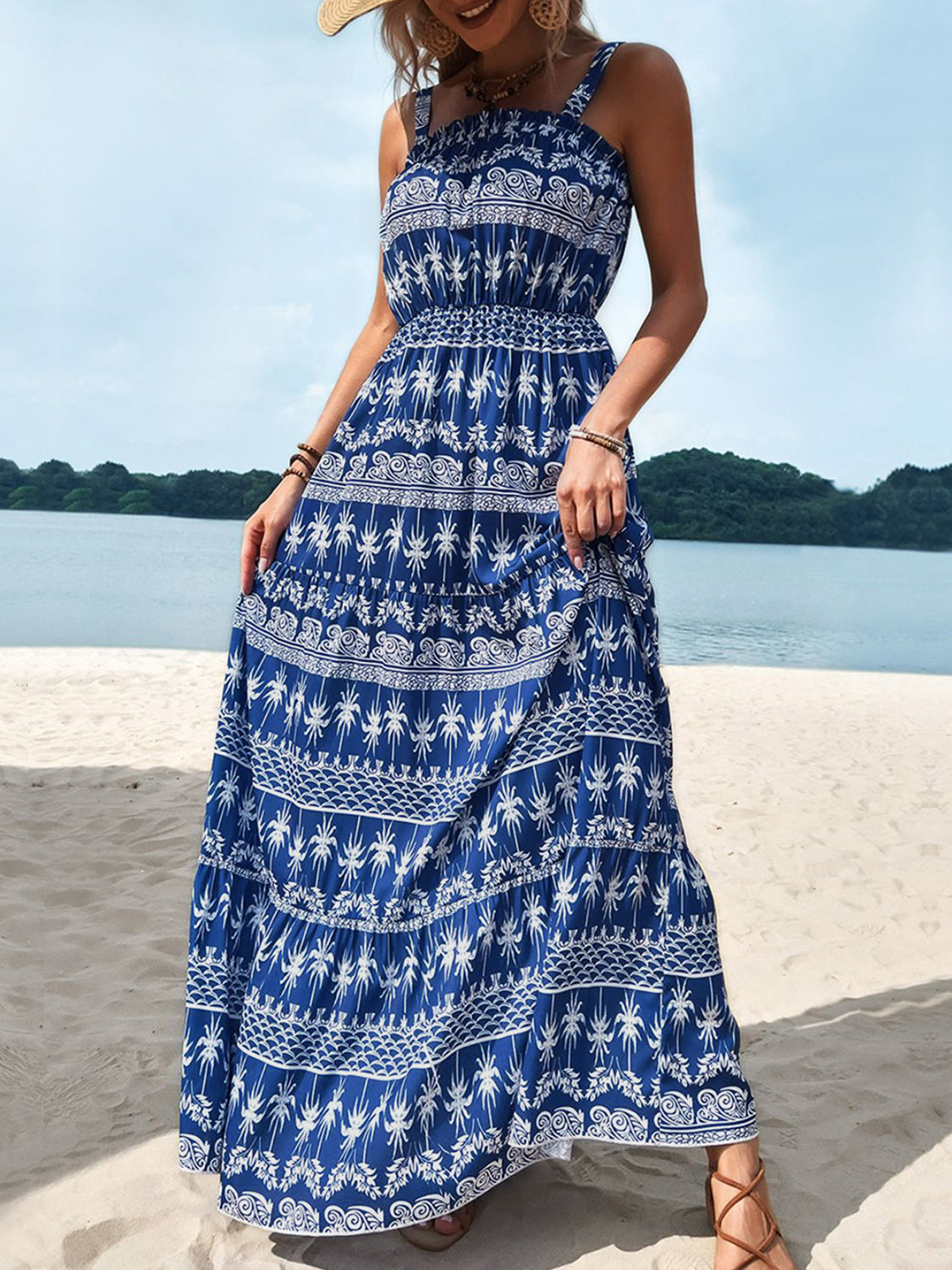 Printed Square Neck Sleeveless Maxi Dress – The Ornate Fox