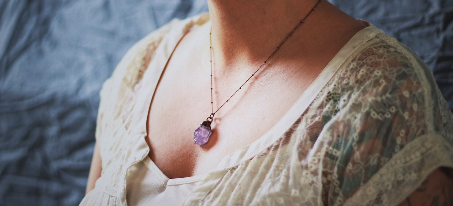 Amethyst Necklace - Brazilian Amethyst Necklaces - Small Amethyst Crystal Necklace