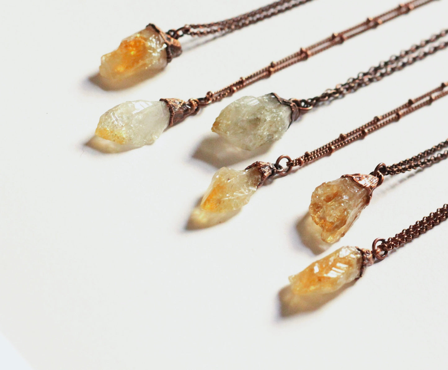 Citrine Necklace - Citrine Crystal Necklace - Small Citrine Necklace - Crystal Electroformed Necklace