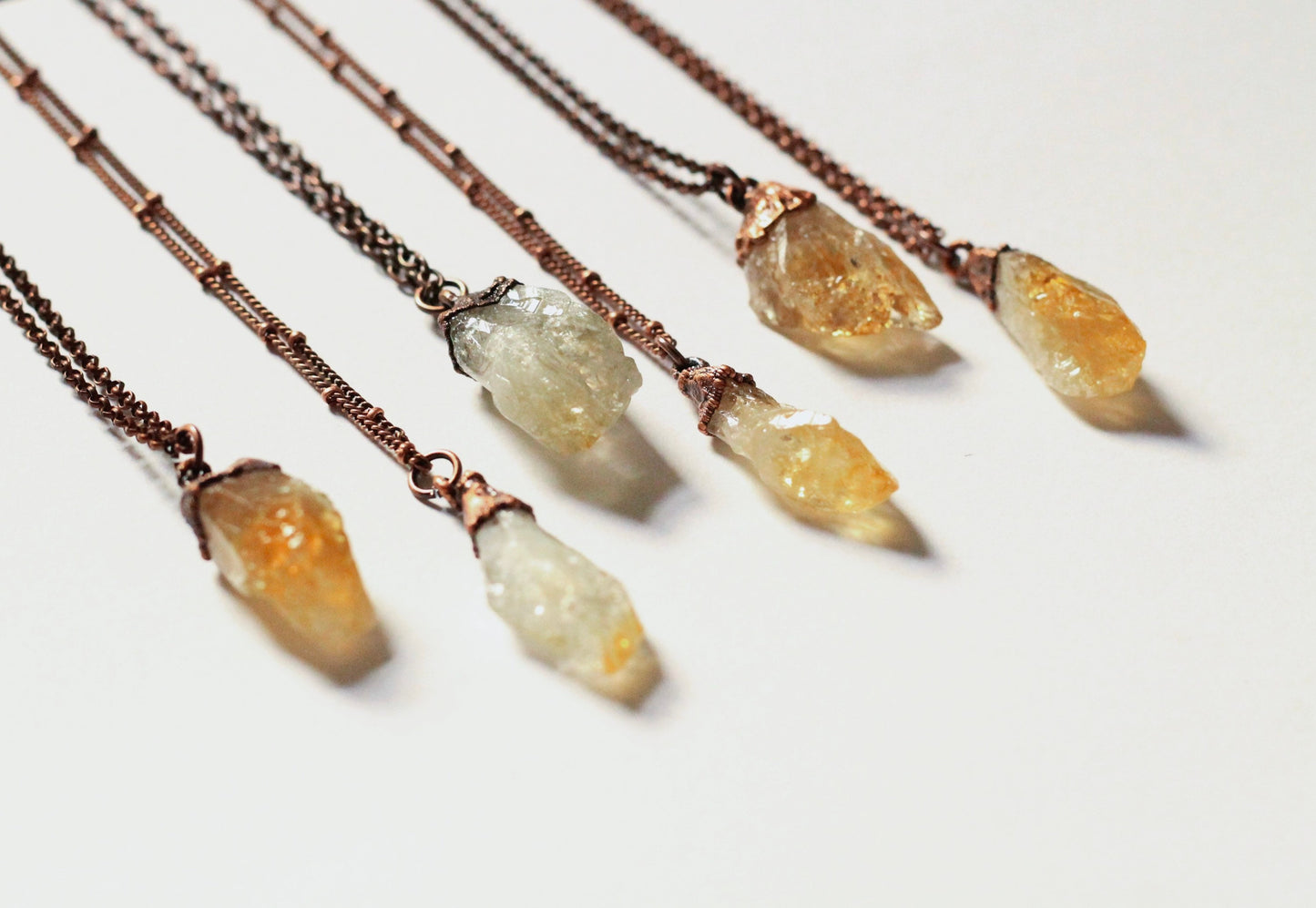 Citrine Necklace - Citrine Crystal Necklace - Small Citrine Necklace - Crystal Electroformed Necklace