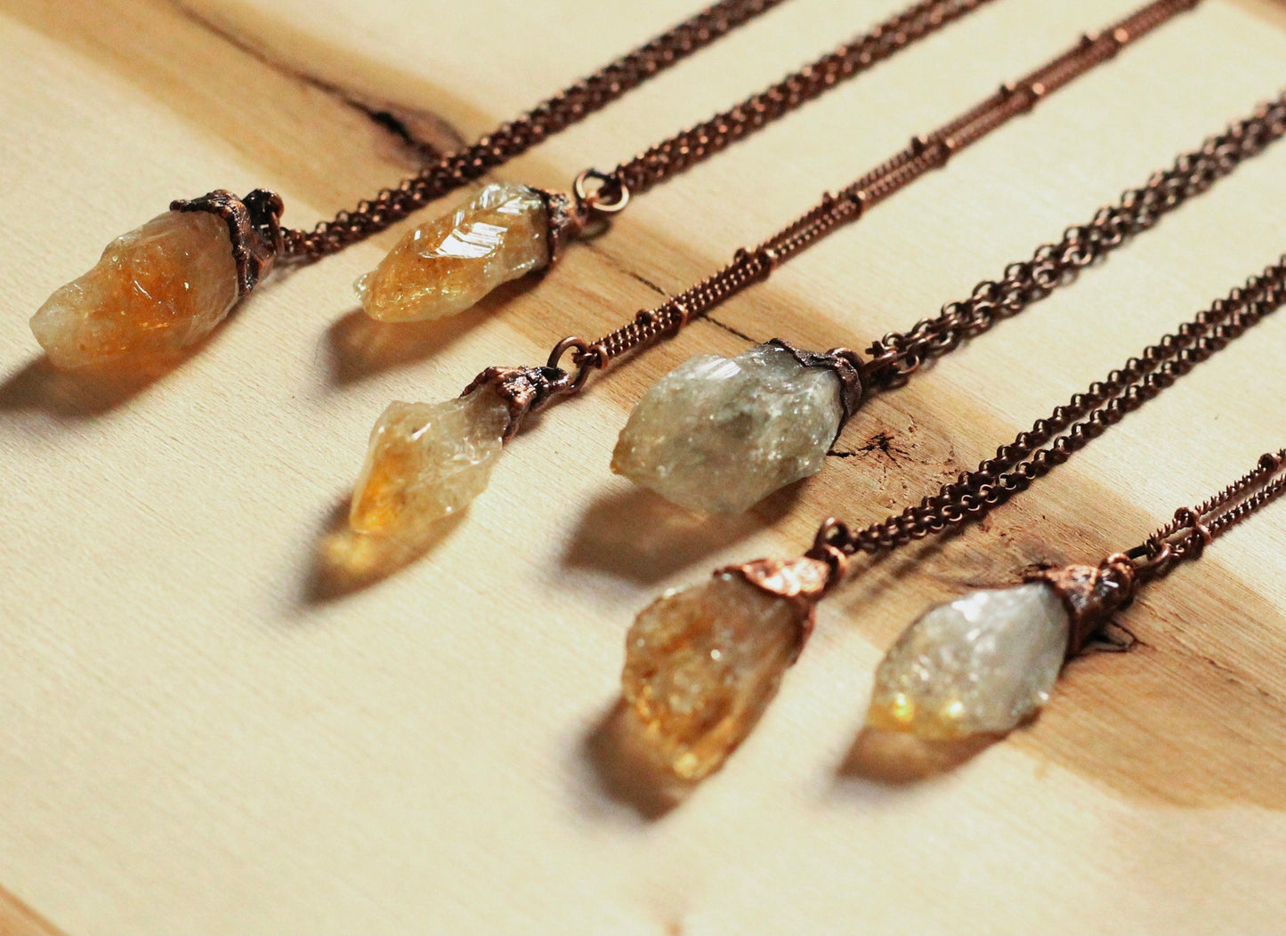 Citrine Necklace - Citrine Crystal Necklace - Small Citrine Necklace - Crystal Electroformed Necklace