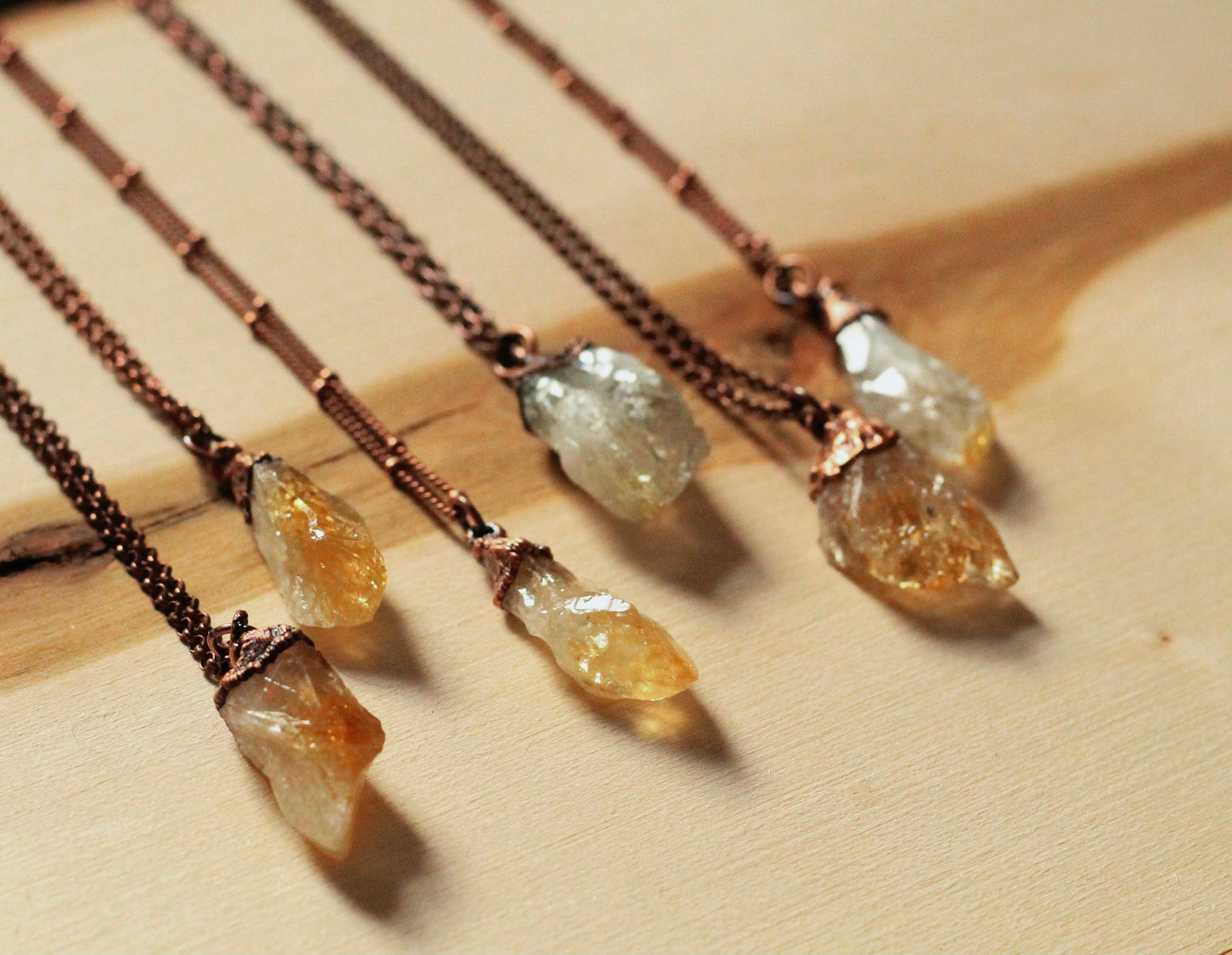 Citrine Necklace - Citrine Crystal Necklace - Small Citrine Necklace - Crystal Electroformed Necklace