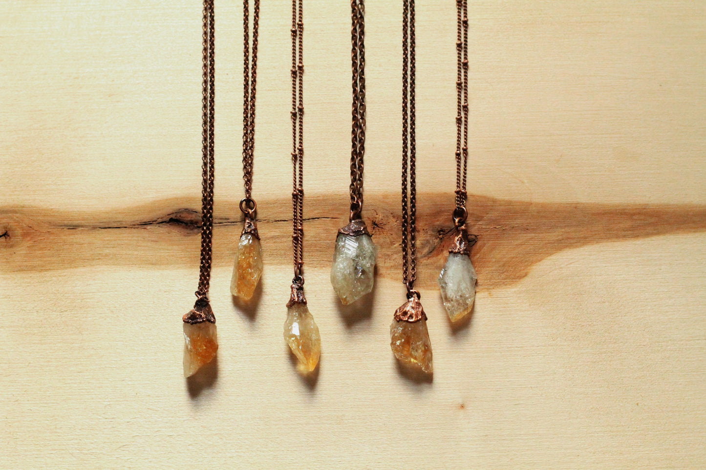 Citrine Necklace - Citrine Crystal Necklace - Small Citrine Necklace - Crystal Electroformed Necklace