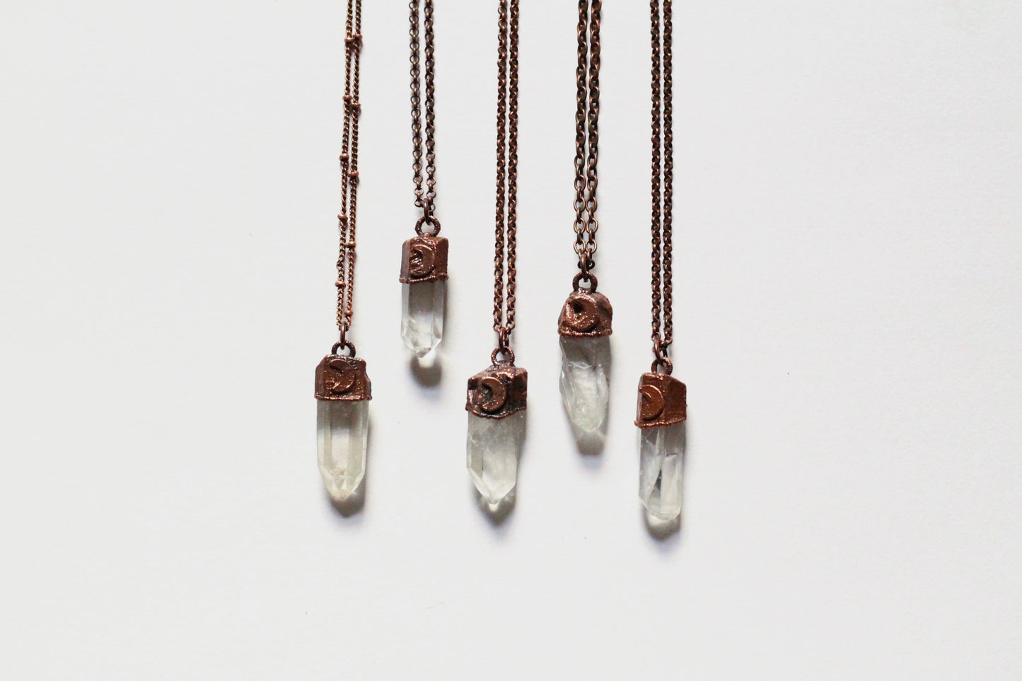 Crystal Moon Necklace - Quartz Crystal Moon Necklace - Crystal Quartz Necklace - Crystal Point Necklace - Electroformed Crystal Necklace