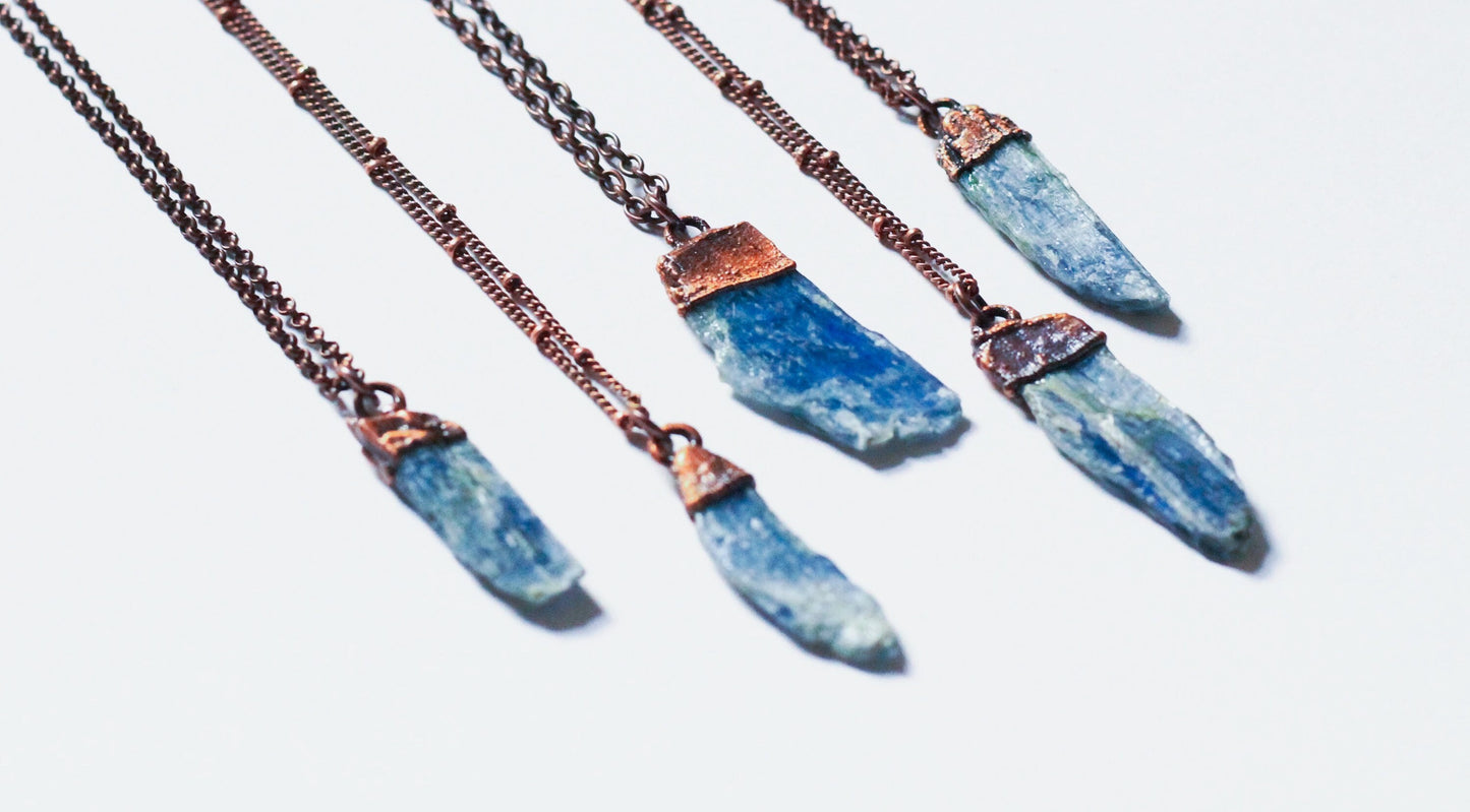 Kyanite Necklace - Electroformed Kyanite Necklace - Raw Kyanite Necklace