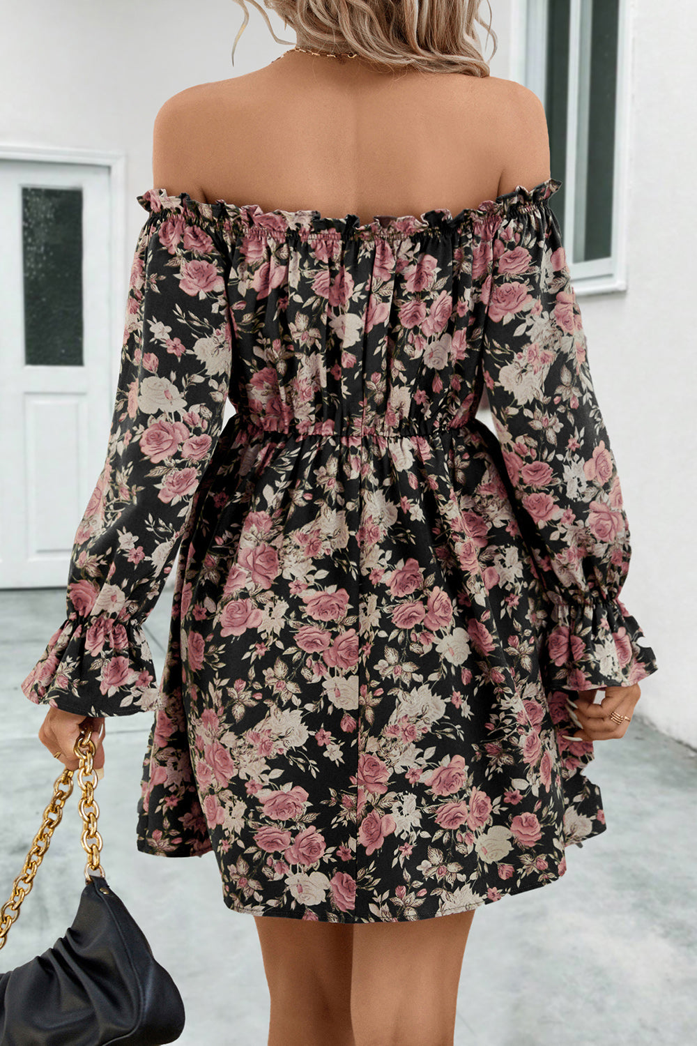 Floral Off-Shoulder Flounce Sleeve Dress