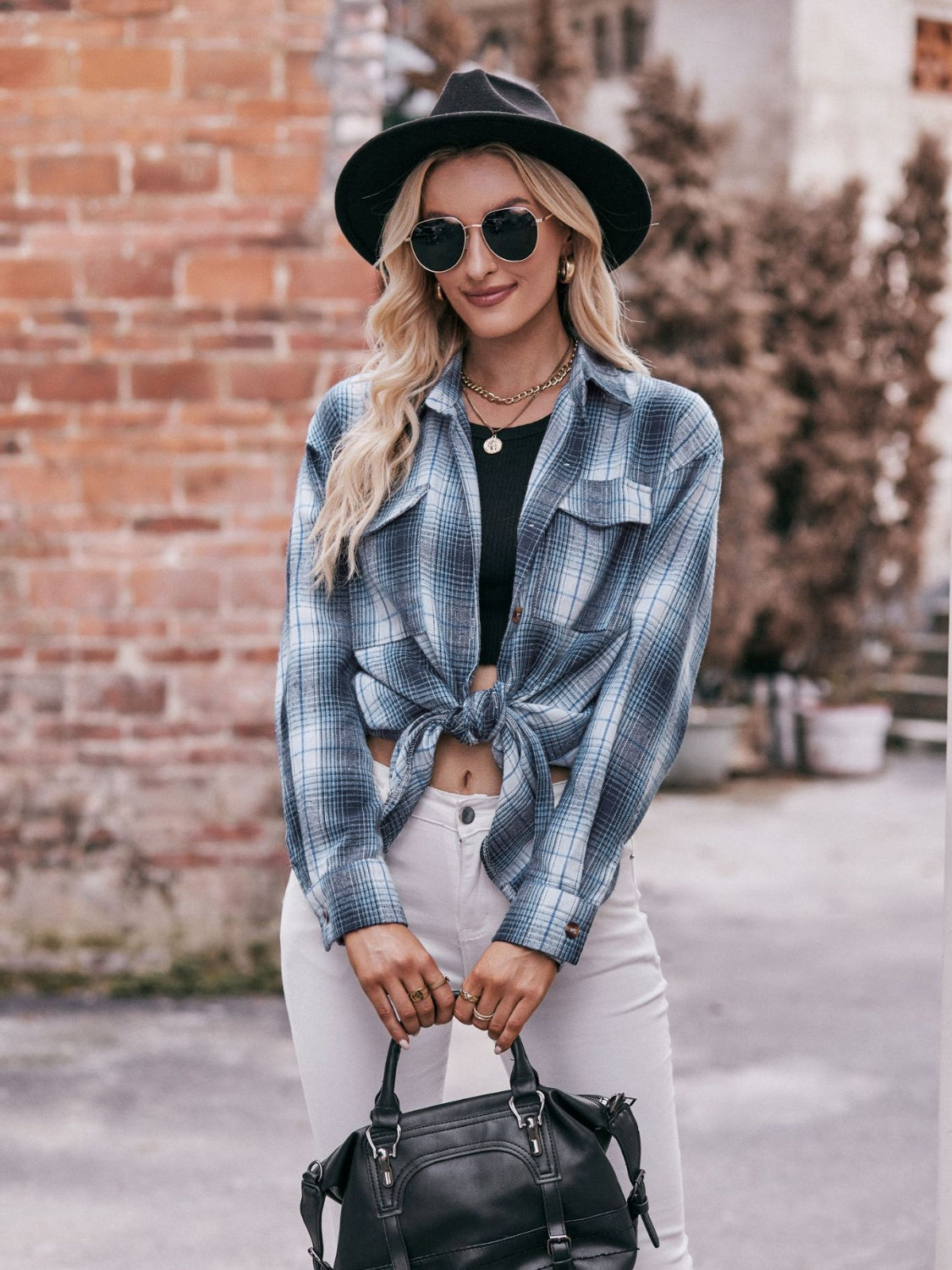 Plaid Dropped Shoulder Longline Shirt