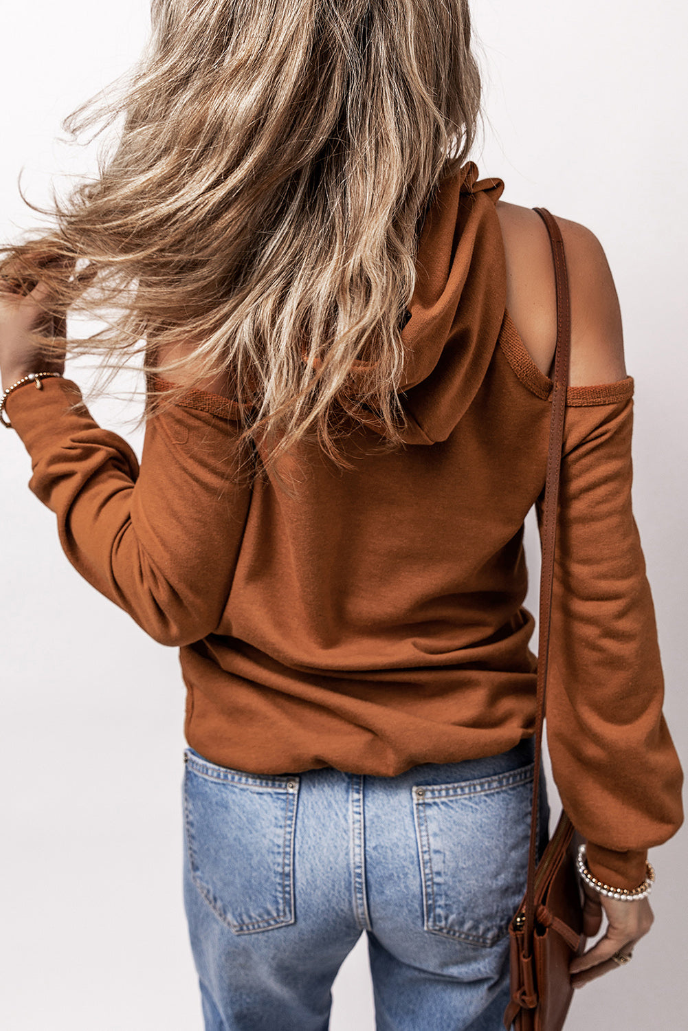 Cold Shoulder Long Sleeve Hoodie