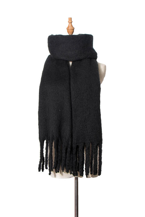 Fringe Detail Polyester Scarf