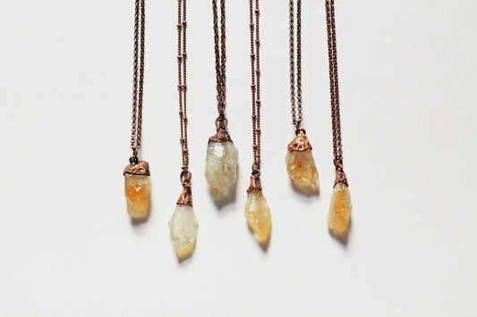 Citrine Necklace - Citrine Crystal Necklace - Small Citrine Necklace - Crystal Electroformed Necklace